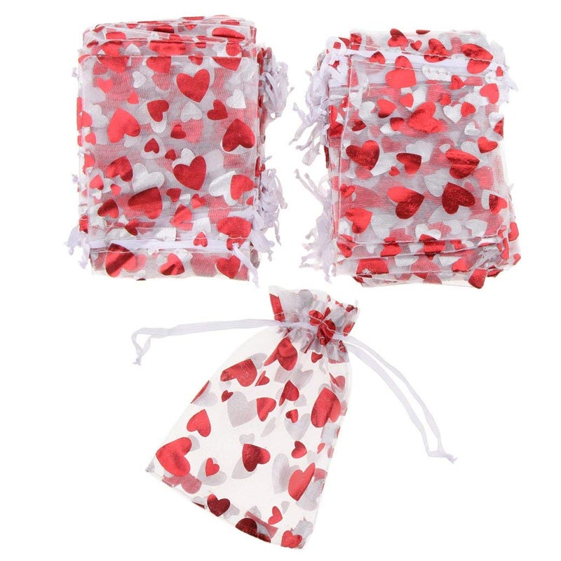 KODORIA 100pcs Love Heart Gift Bags Candy Bags Jewelry Packaging Wedding Gift Pouch Drawstring Bags for Valentine's Day Wedding Festival Party Supply - Image 5